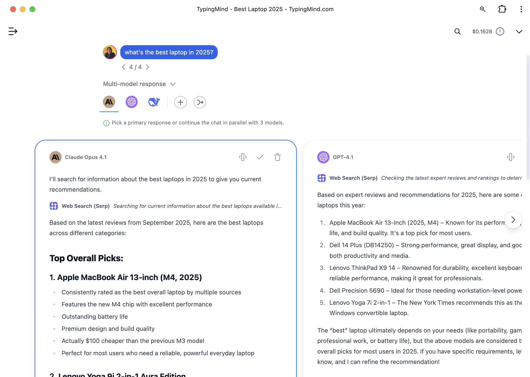 TypingMind — chat with multiple AI models in parallel